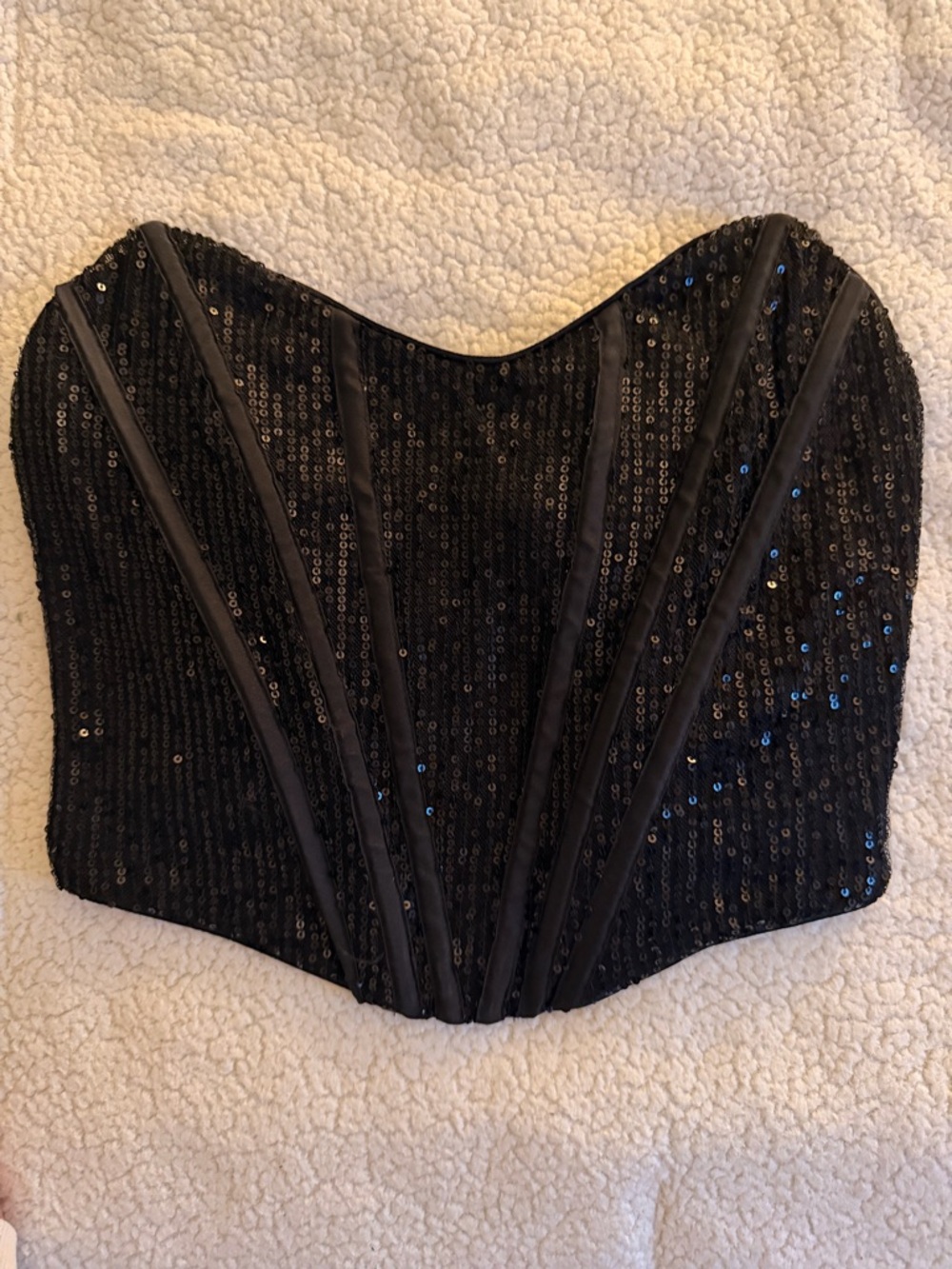 Lulu's Black Sequin Corset Top